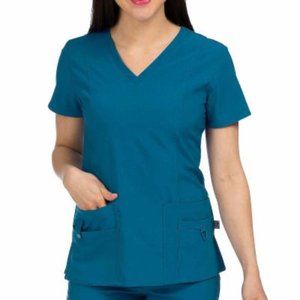 Med Couture scrub top, v neck, XL Blue, NWT